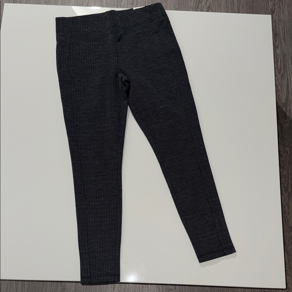 LOFT Women Black Mini Check Ankle Leggings Pants Size M Slim Stretch